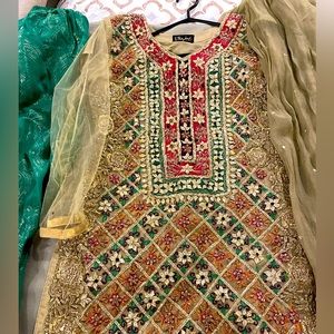 Brand new Gold beige, gottawork Ethinic wear Pakistani outfit.